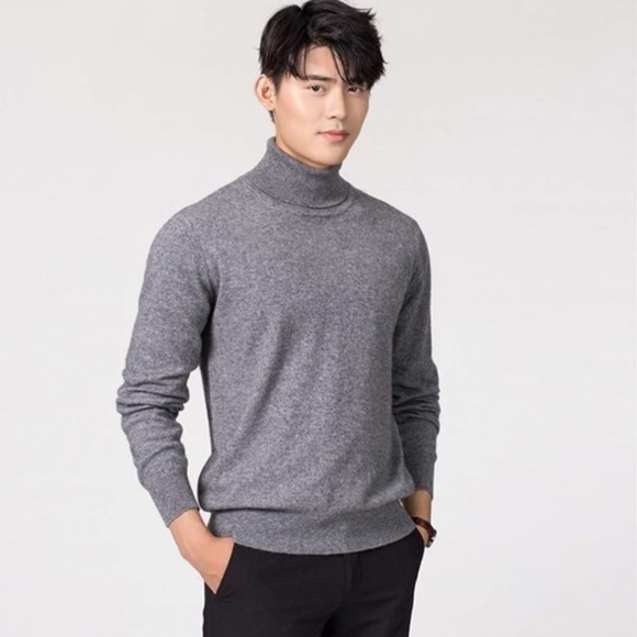 Frank & Oak Men’s Knit Sweater Wool Lighweight Soft High Neck Gray Minimalis M - Picture 2 of 12